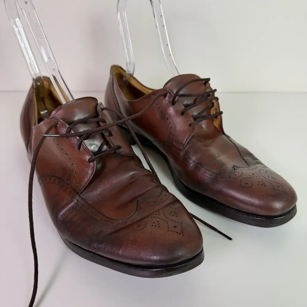 Allen Edmonds Carlton Brown Leather Wingtip Brogue Oxford Dress Shoes Men 14 USA